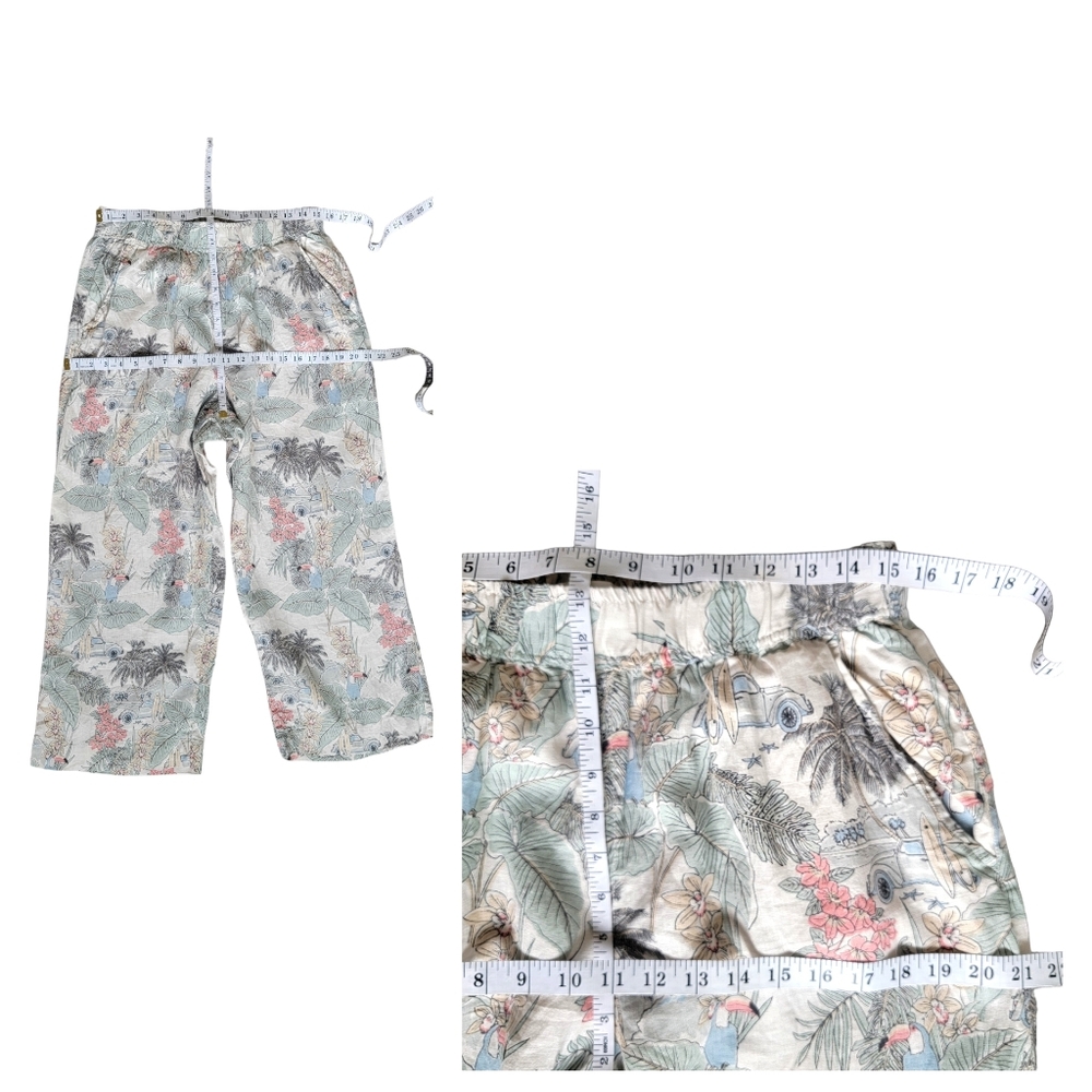 C&C California Linen Wide Leg Beachy Pants Pull On Relaxed Tropical Surf… - Picture 14 of 15